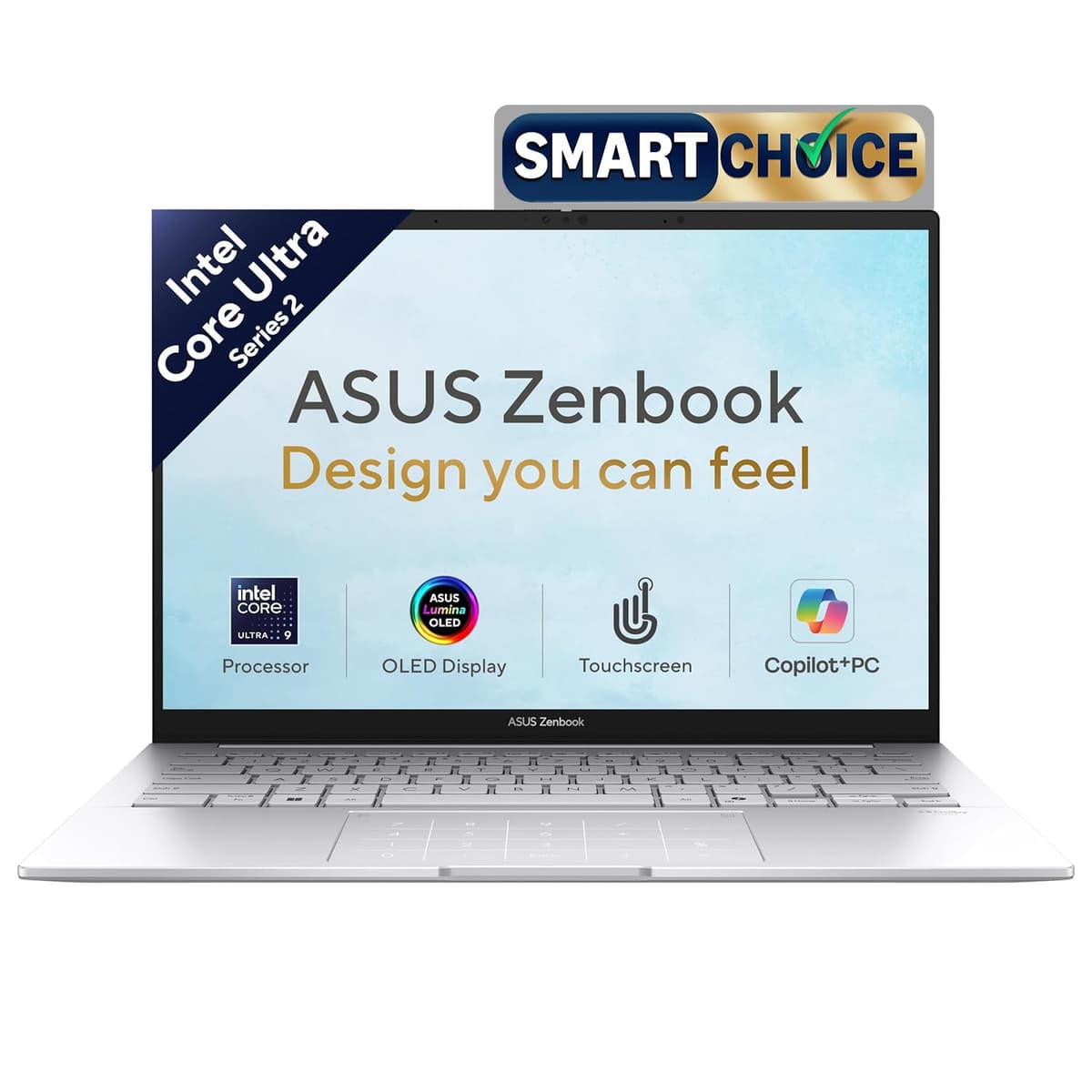 ASUS Zenbook 14 (2026),Smartchoice,Intel Core Ultra 9 285H,32GB RAM,1TB SSD,OLED,Touchscreen,14"(35.5 cm),Win 11,M365 Basic(1Y)* Office 24,Foggy Silver,1.28 Kg,UX3405CA-QL1113WS,Thin & Light Laptop