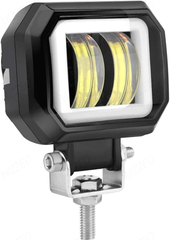 MIZZEO 2Pcs 20W Fog lights Offroad Square LED Angel Eye Work Light Bars + FREE Switch Compatible with Tvs Star Sport