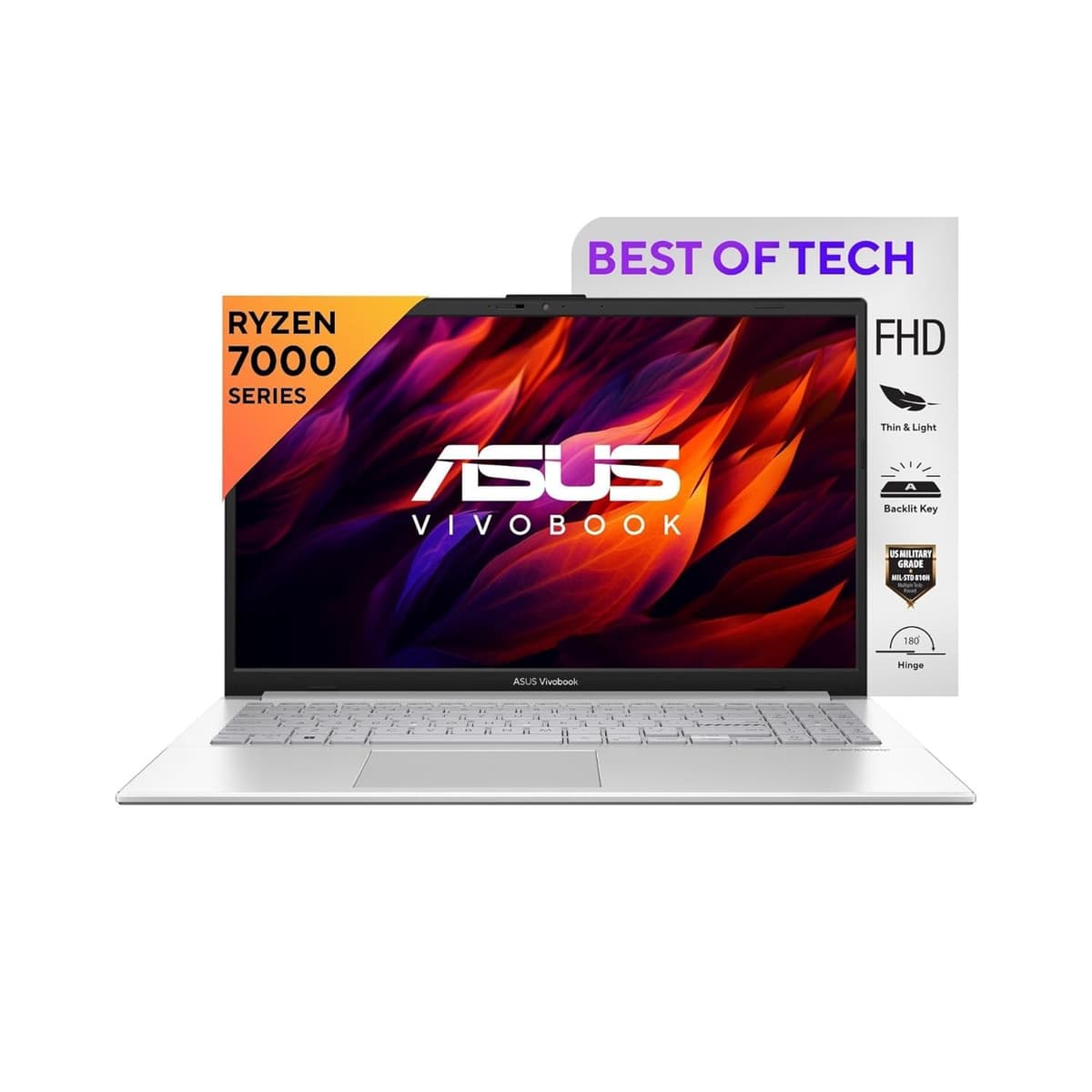 ASUS Vivobook Go 15 (2023), Thin and Light Laptop, AMD Ryzen 5 7520U, 15.6" (39.62 cm) FHD (16GB/512GB SSD/Integrated Graphics/Windows 11/Office 2021/Silver/1.8 Kg), E1504FA-NJ541WS