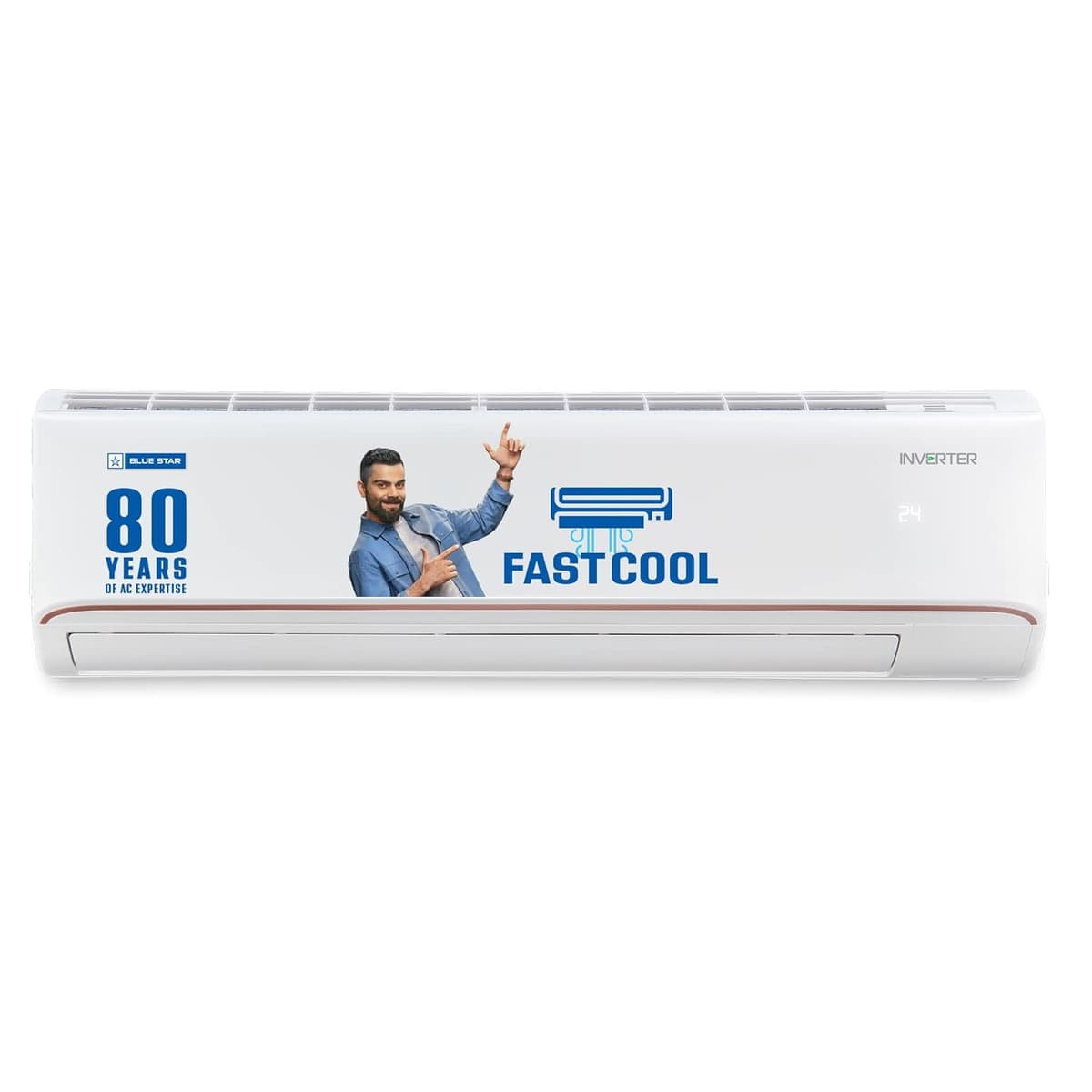 Blue Star 1 Ton 4 Star, Inverter Split AC (Turbo Cool, Fix and Lock 4 in 1 Convertible, Dehumidifier, 100% Copper, Blue Fins White, IA412FNU, White)