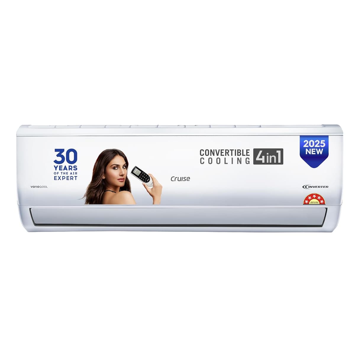 Cruise 1.5 Ton 5 Star Inverter Split AC with PM2.5 Air Purification (100% Copper, Convertible 4-in-1, Fast Cooling & Energy Saving, PM 2.5 Filter, Anti-Rust Tech, Model, CWCVBK-VQ3D185, White)