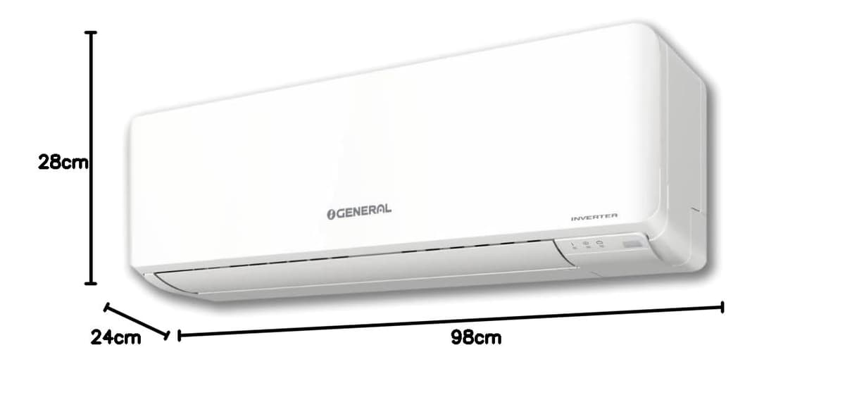 O-General 2 Ton 3 Star Inverter Split AC with Coanda Airflow 15M,Anti Bacterial Filter - White (2023 Model ASGG24CPAA-B, Copper Condenser)