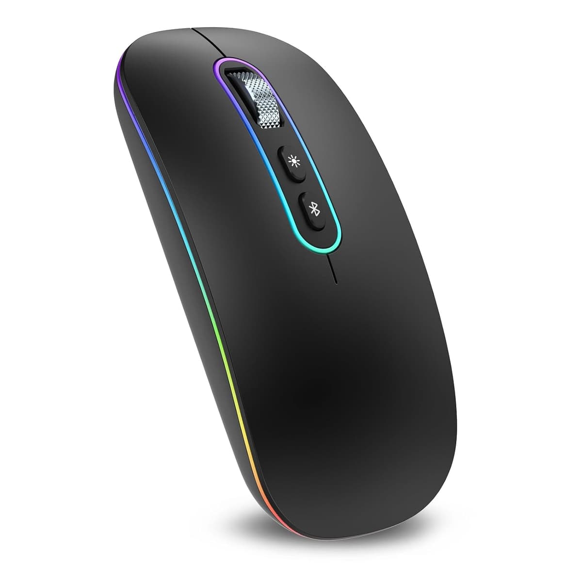 cimetech Dual Mode (BT 5.1+2.4G) Wireless Mouse with LED Lights, Silent Portable Lightweight Rechargeable Mouse for Laptop, Compatible with Mac OS/Windows/Chrome OS - Black