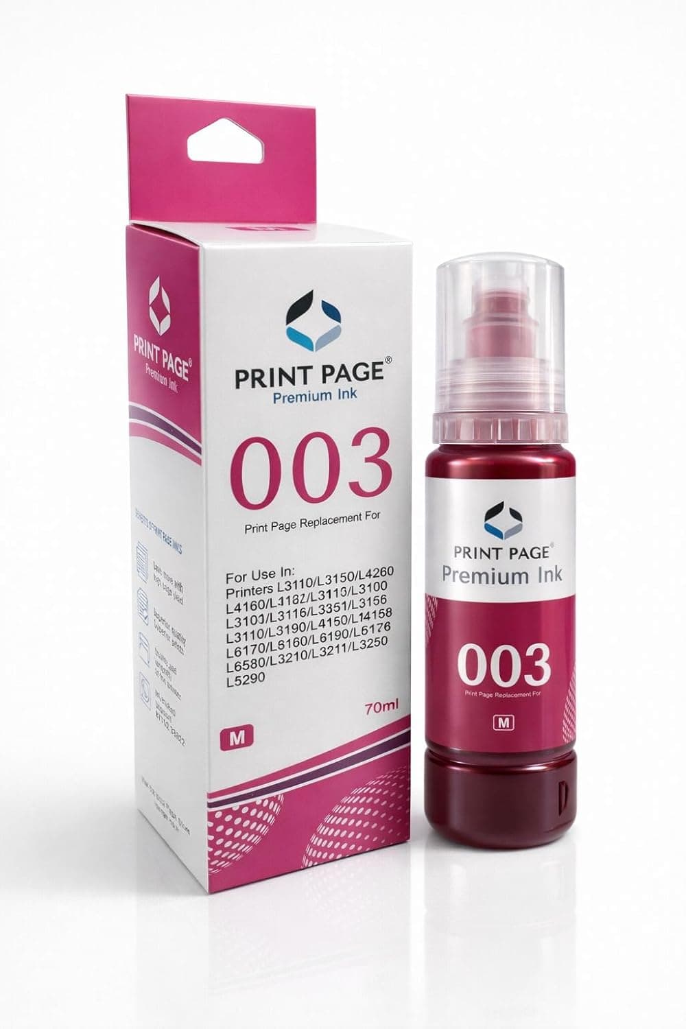 003 Premium Refill Ink Compatible for Printers L3110, L3150, L4260, L4160, L3152, L3115, L3100, L3101, L3116, L3151, L3156, L1110, L5190, L4150, L14150,L6170,L6160 (4 Color Set)(70 ml Each)