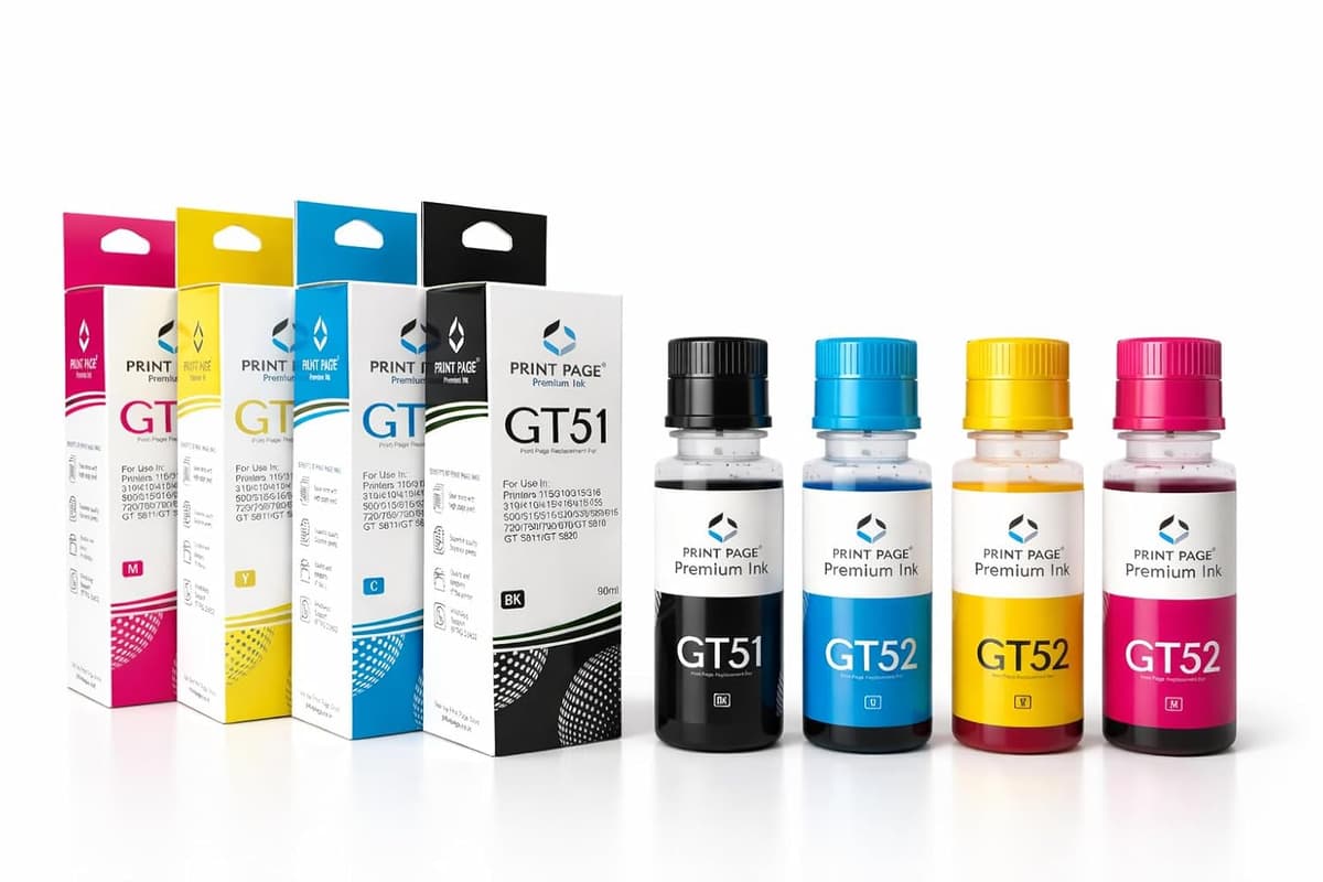 GT51/GT52 Premium Refill Ink Compatible for Ink Tank 115, 310, 315, 319, 410, 415, 416, 419, 455, 500, 515, 530, 615, GT 5810, 5811, 5820 (4 Color Combo) (Black - 90ml, C/Y/M - 70ml Each)