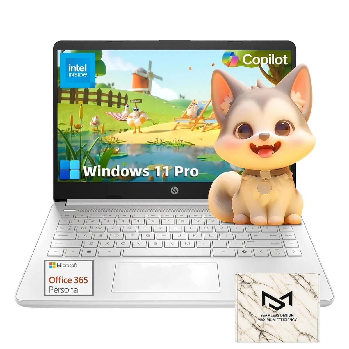 HP 2025 14" Laptop Computer - HD Thin and Light Laptop • Intel 4-Core N150 • Win 11 Pro • 1-Year Microsoft Office 365 & External DVD Drive • 16GB RAM • 128GB UFS + 256GB Micro SD • Bluetooth • Wi-Fi