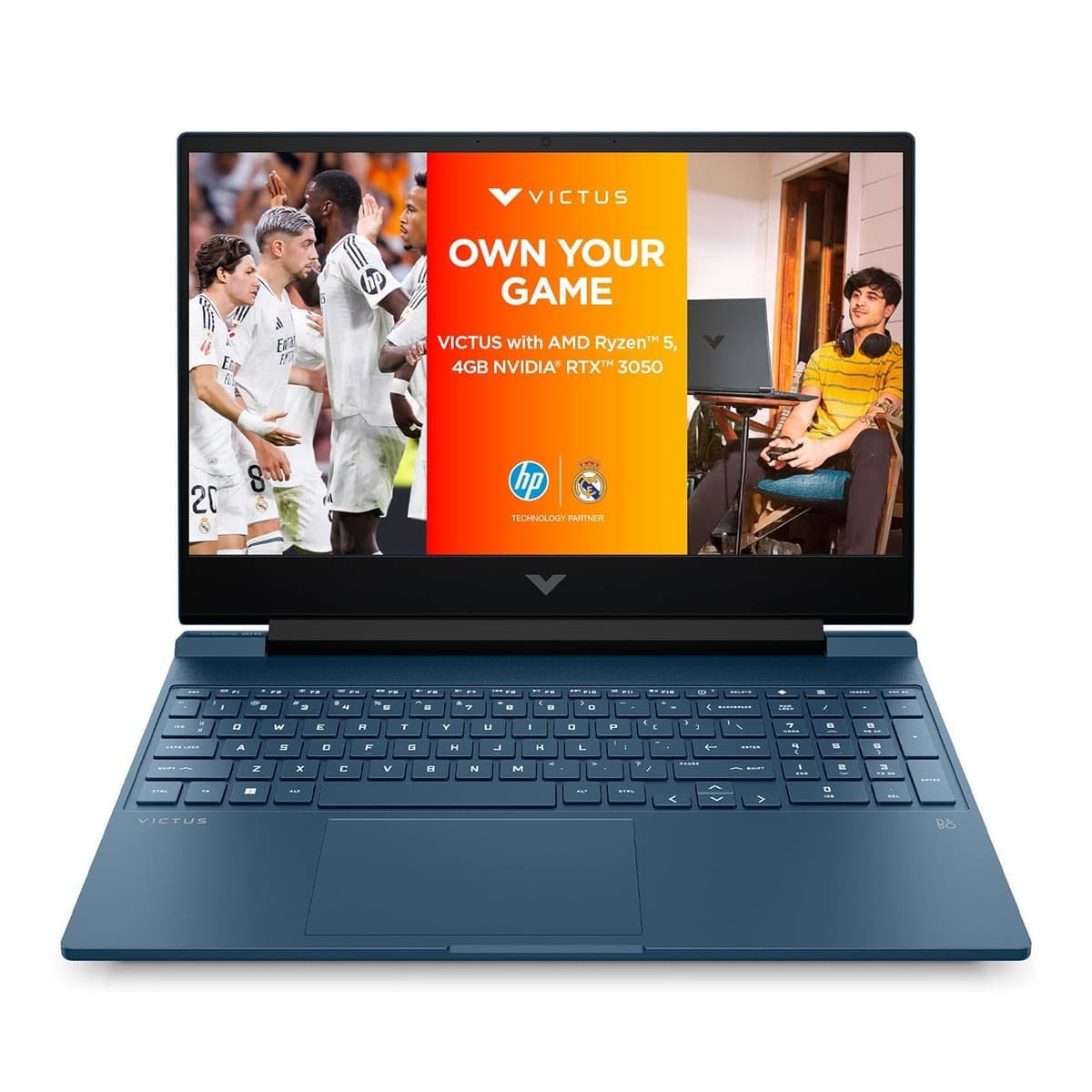 HP Victus, Ryzen 5 5600H, 4GB NVIDIA RTX 3050 Gaming Laptop (16GB DDR4, 512GB SSD) 144Hz, IPS, 15.6", FHD, Win 11, Office 21, P. Blue, 2.37kg, Enhanced Cooling, Backlit KB, 15-fb0178AX