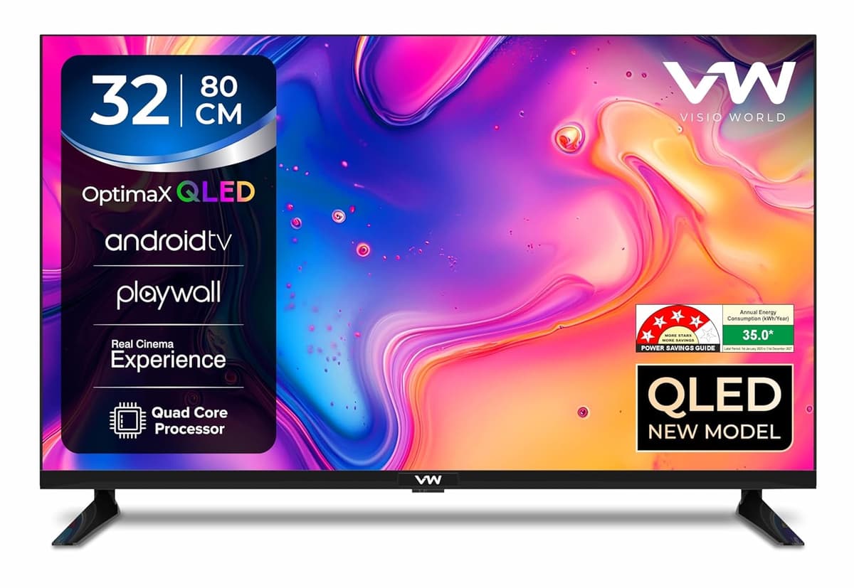 Visio World VW32AQ1 32 Inch OptimaX Series HD Ready Smart QLED Android TV Black