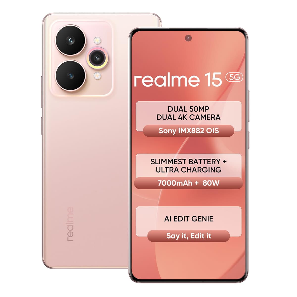 Realme 15 5G 128GB Silk Pink Smartphone