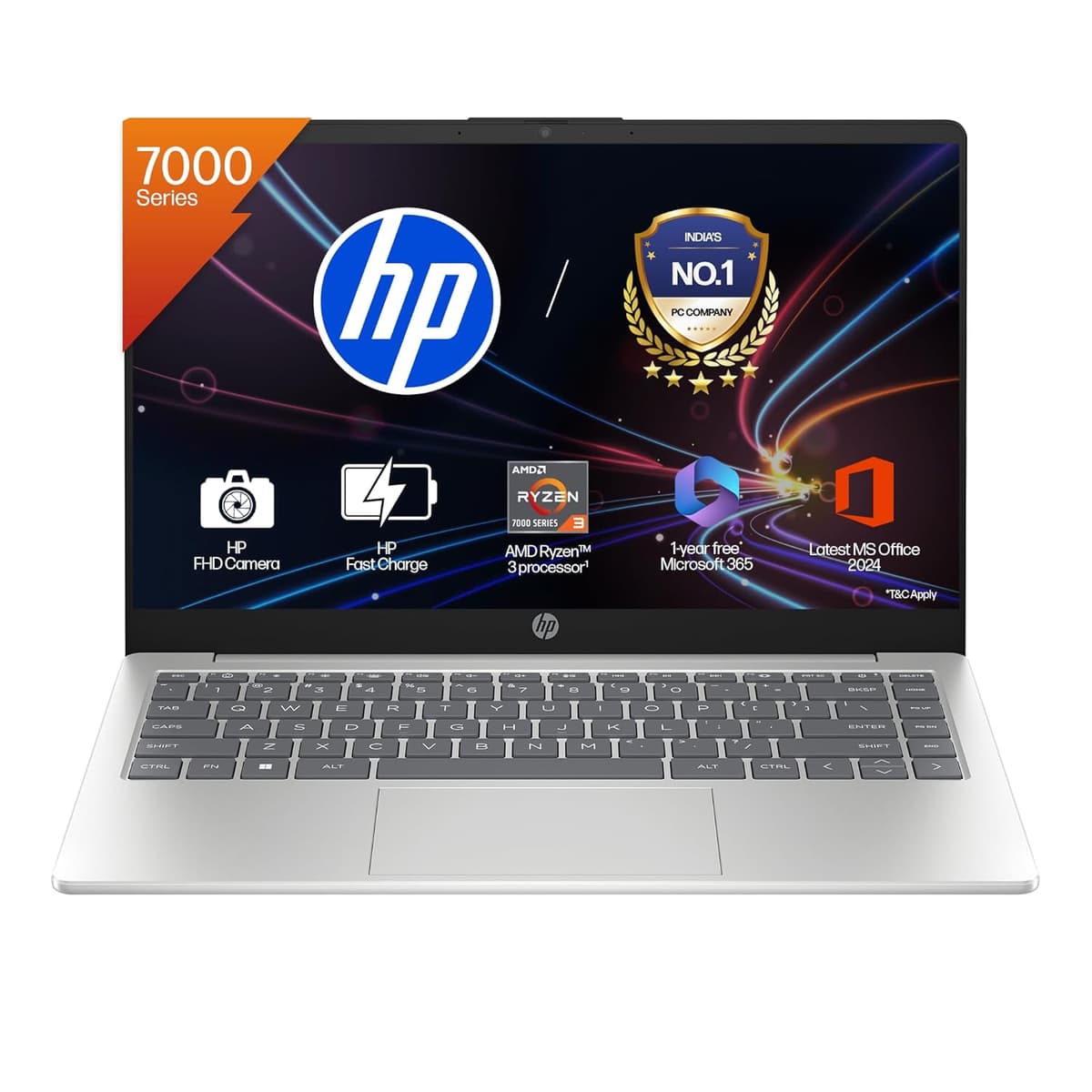 HP 15, AMD Ryzen 3 7320U (8GB LPDDR5, 512GB SSD) FHD, Anti-Glare, Micro-Edge, 15.6''/39.6cm, Win11, M365 Basic(1yr)* Office24, Silver, 1.59kg, fc0500AU, FHD Camera w/Privacy Shutter Laptop