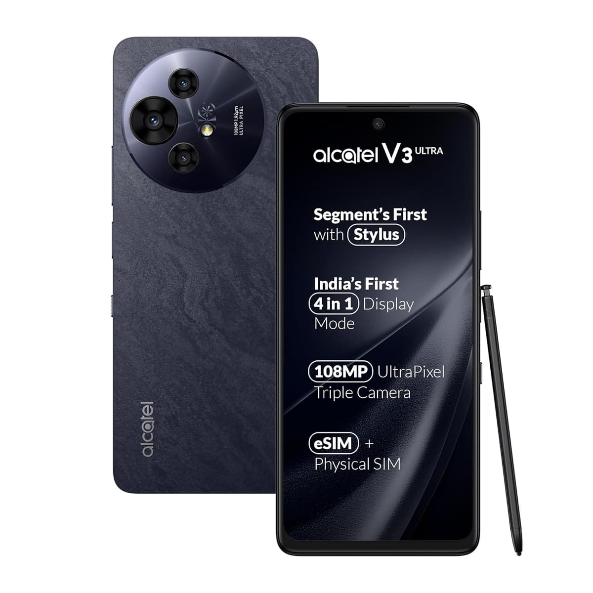 Alcatel V3 Ultra 5G (Ocean Grey, 6GB+128GB) | India’s 1st Patented NXTPAPER Superior Display |Segment's 1st Smartphone with Stylus | 108MP Ultra Pixel Camera | eSIM, NFC | with Charger