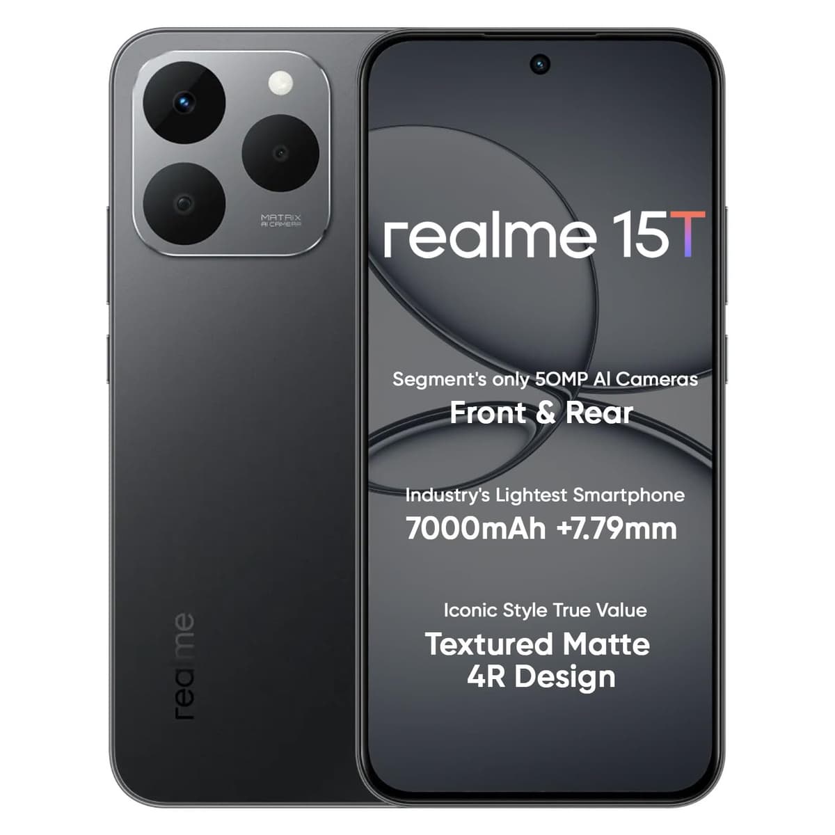 realme 15T 5G Smartphone 8+128GB 6.67inch Screen, 120Hz Display,7000mAh Battery,60W Fast Charge,Front & Rear Dual 50MP Cameras, Dimensity 6400 Max 5G Chipset,IP69, Suit Titanium