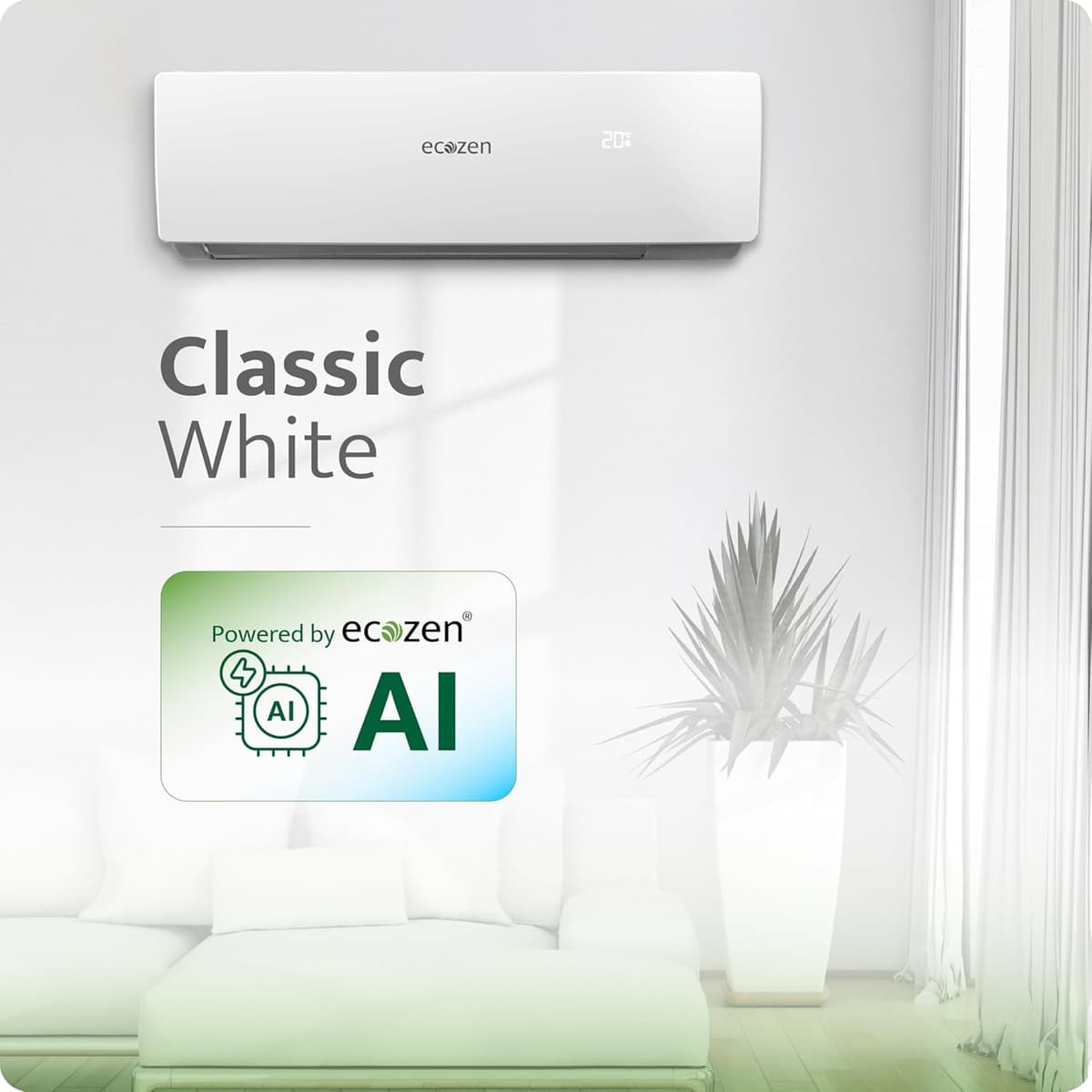 Ecozen Smart Air Conditioner - 1.5 Ton Inverter AC with Intelligent Cooling and Smartphone App Control (Classic) - IDU-WSAC18310XE52VMA, ODU-WSAC18310XE52VMA