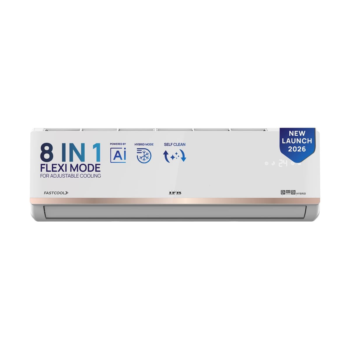 IFB 1.5 Ton 3 Star,New star rated,AI Powered Inverter Split AC,Hybrid Mode, 8in1 Flexi Mode, Heavy Duty Compressor, 4 Way Swing, Self Clean, Dual Gold Fins,100% Copper Tubes,CI193GN22RGM3, white