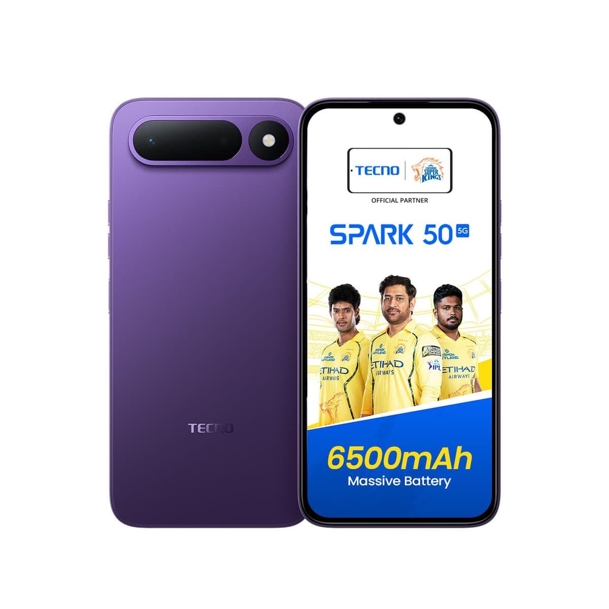 Spark 50 5G (Fantasy Purple, 6GB+128GB) | 6500mAh Battery + 45W Fast Charger | Upto 18GB* RAM | MIL-STD 810H Protection | Fastest 8X Network Speed* with URSP | 120Hz Smooth Display | AI Flash Snap