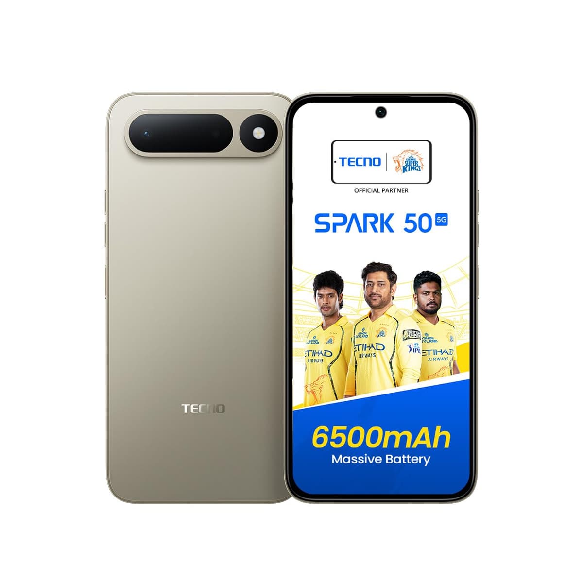 Spark 50 5G (Champagne Gold, 6GB+128GB) | 6500mAh Battery + 45W Fast Charger | Upto 18GB* RAM | MIL-STD 810H Protection | Fastest 8X Network Speed* with URSP | 120Hz Smooth Display | AI Flash Snap