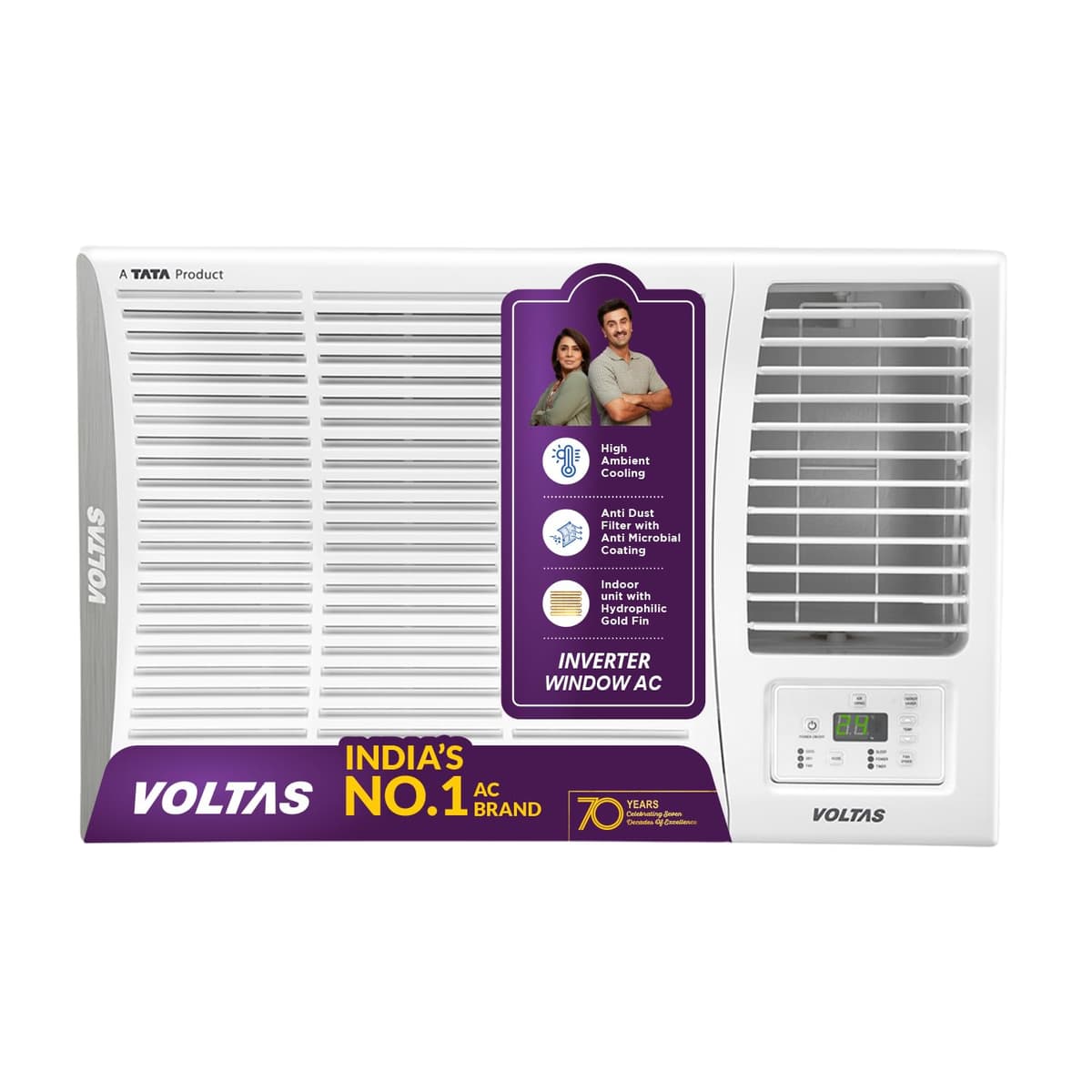 Voltas 1.5 ton 5 Star Inverter Window AC (Copper, 2-in-1 Cooling Modes, Anti-Dust Filter, 2-Way Swing, Memory Restart, Sleep Mode (185INV ELITE, White)