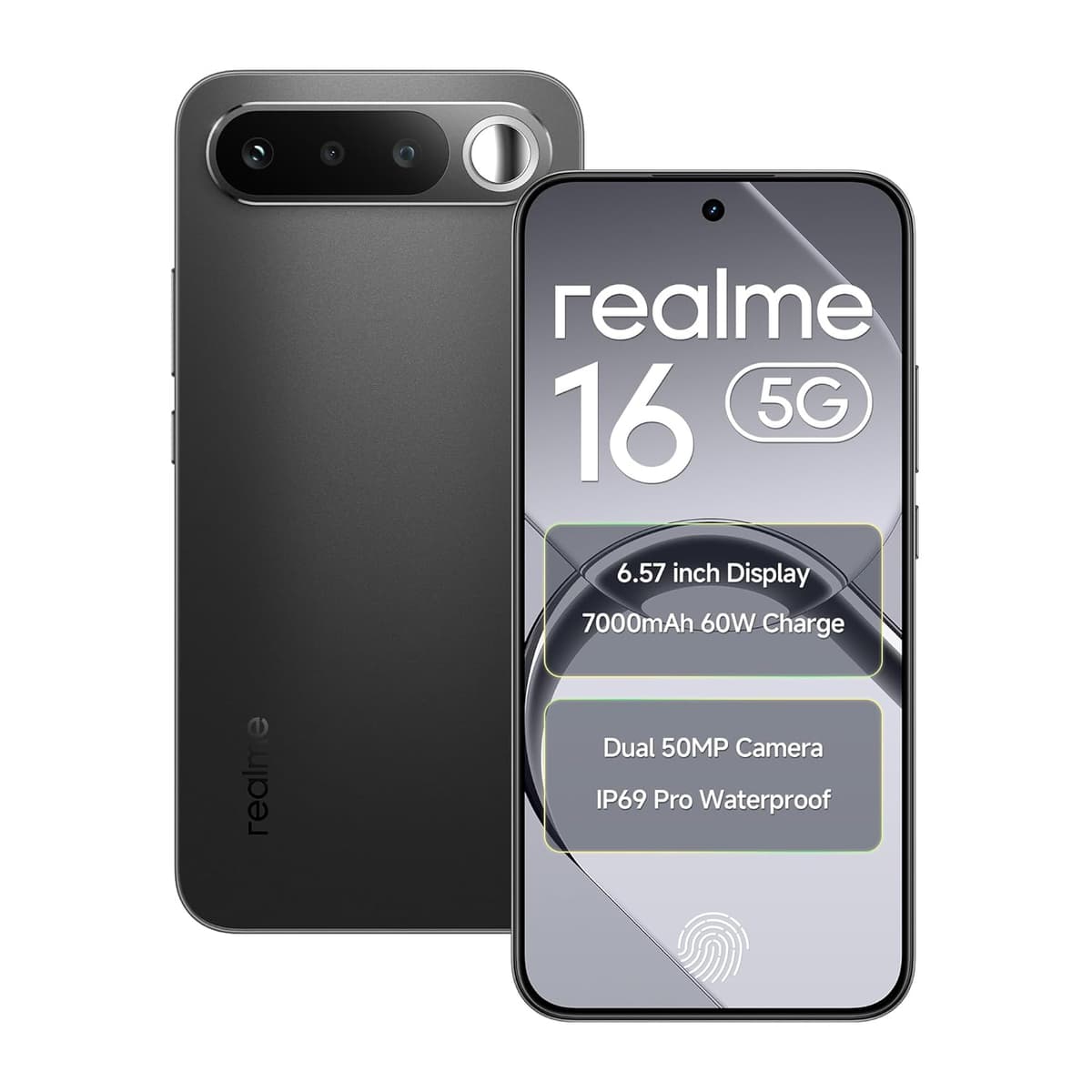 Realme 16 5G Smartphone 12GB RAM 256GB ROM IP69 Air Black