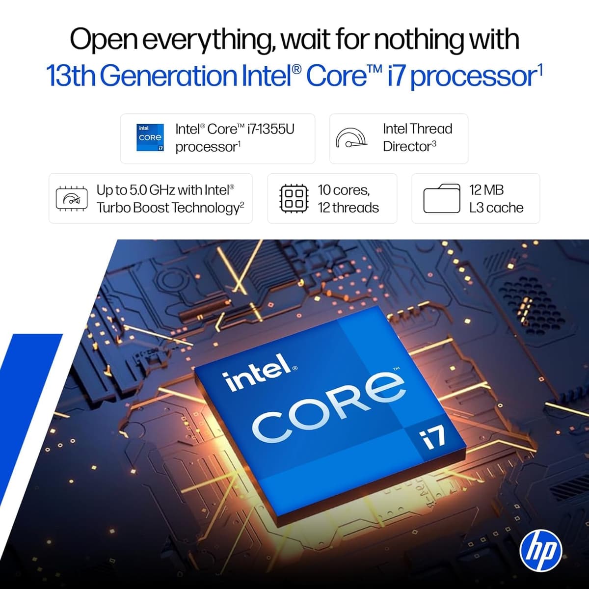 HP 14, Intel Core 13th Generation Intel Core i7-1355U (16GB DDR4, 512GB SSD), Micro-Edge, Anti-Glare, FHD, 14''/35.6cm, Win11, M365* Office24, Silver, 1.4kg, EP0159TU, FHD Camera, Backlit Laptop