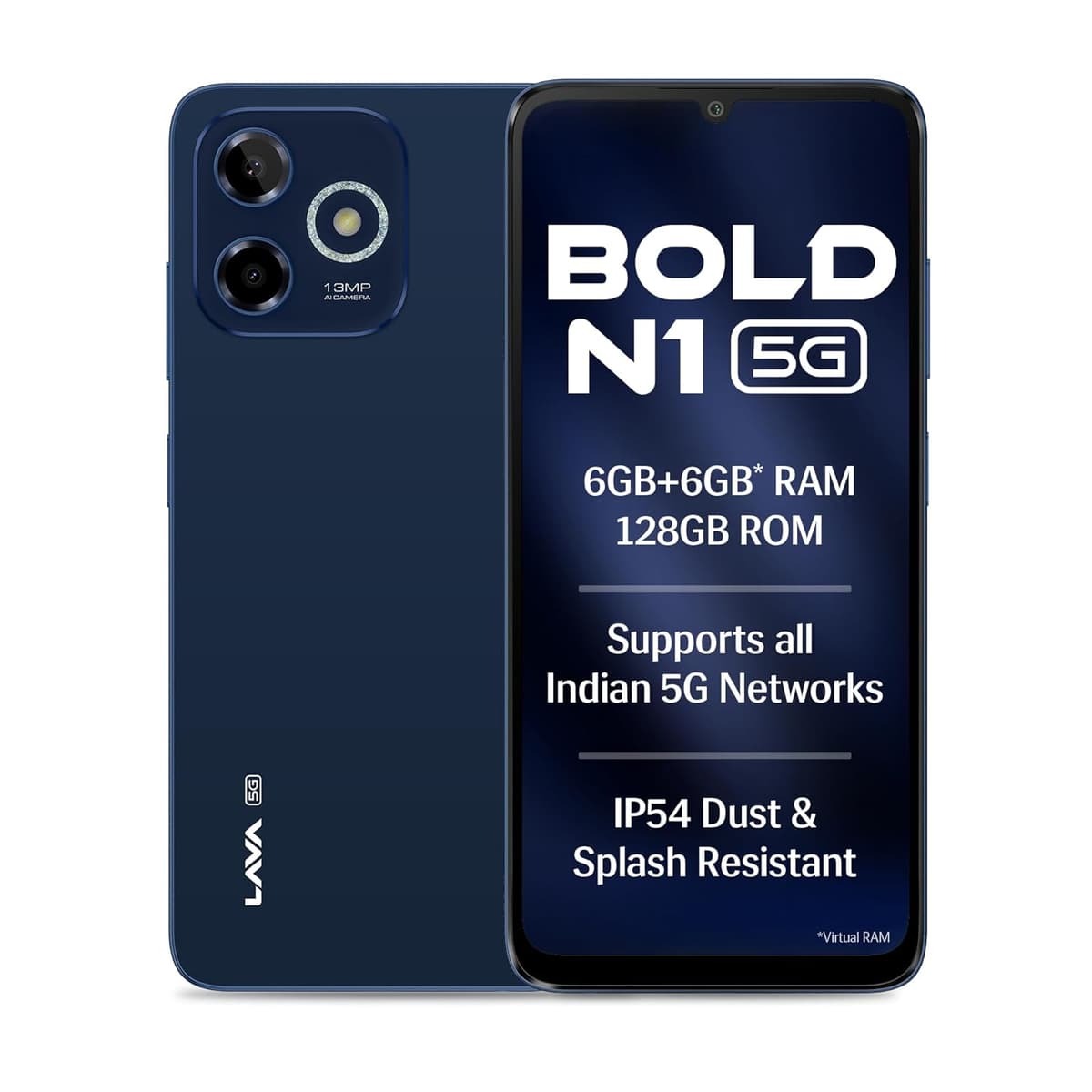 Lava Bold N1 5G 128GB Royal Blue 6GB RAM