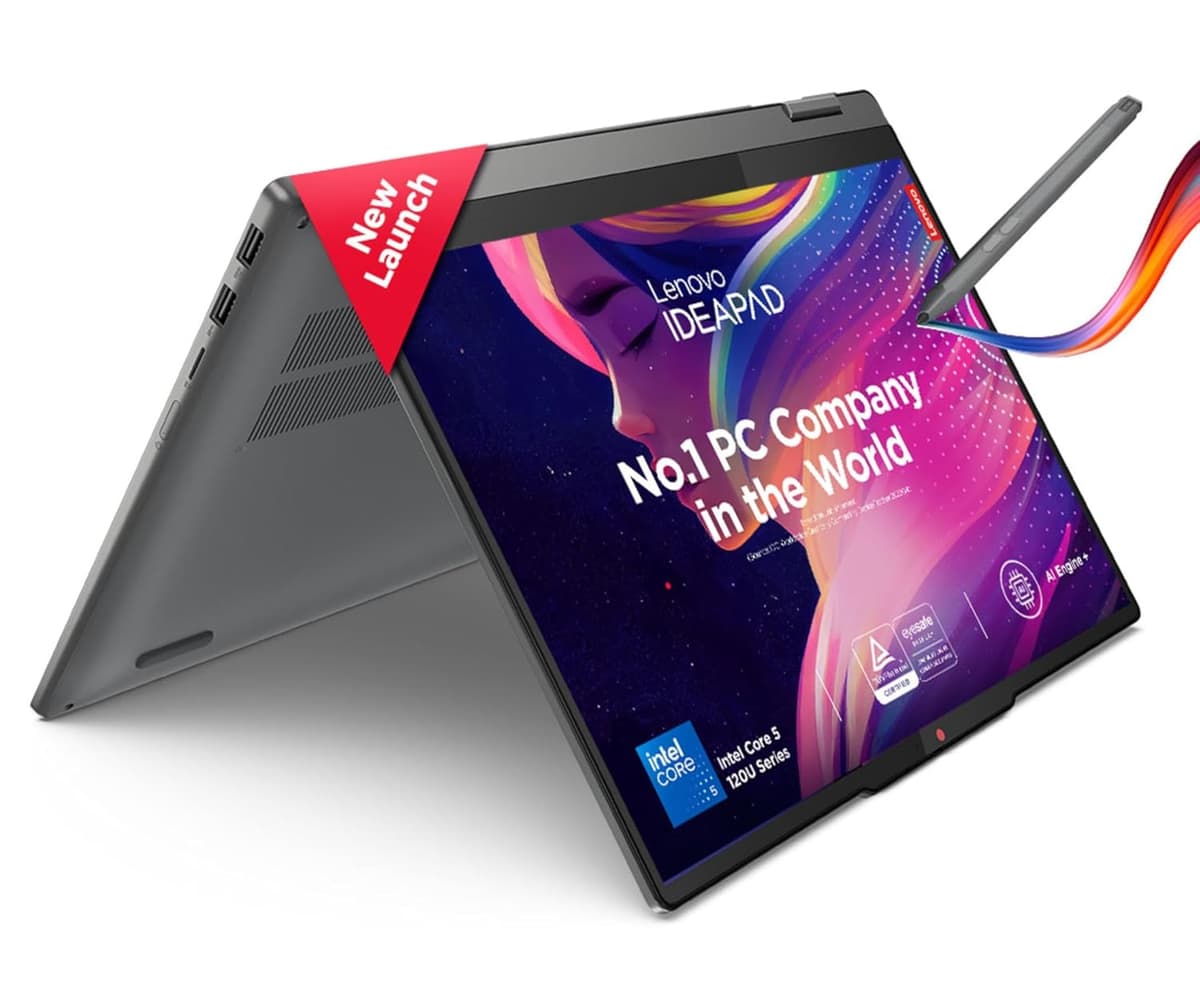 Lenovo Ideapad 5 2-in-1 Intel Core 5 120U 14" (35.5cm) WUXGA IPS 300Nits Convertible Laptop (16GB/512GB SSD/Win 11/Office 21/Backlit KB/FPR/FHD Camera/Alexa/3 Mon.Game Pass/Grey/1.6kg), 83DT004SIN