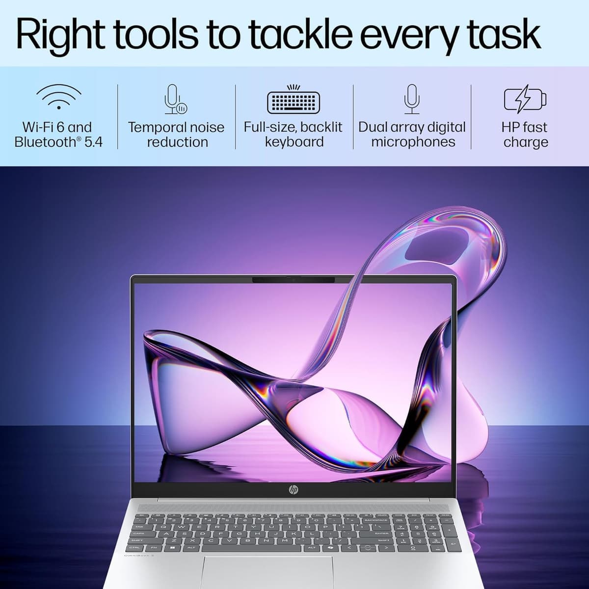 HP OmniBook 5 (Previously Pavilion),13th Gen Intel Core i5 1334U (16GB LPDDR5X,512GB SSD) 2K, WUXGA,IPS,300 nits,16''/40.6cm Touchscreen, Win11, M365, Office24, Silver,1.79kg,ba1789TU,IR Camera Laptop