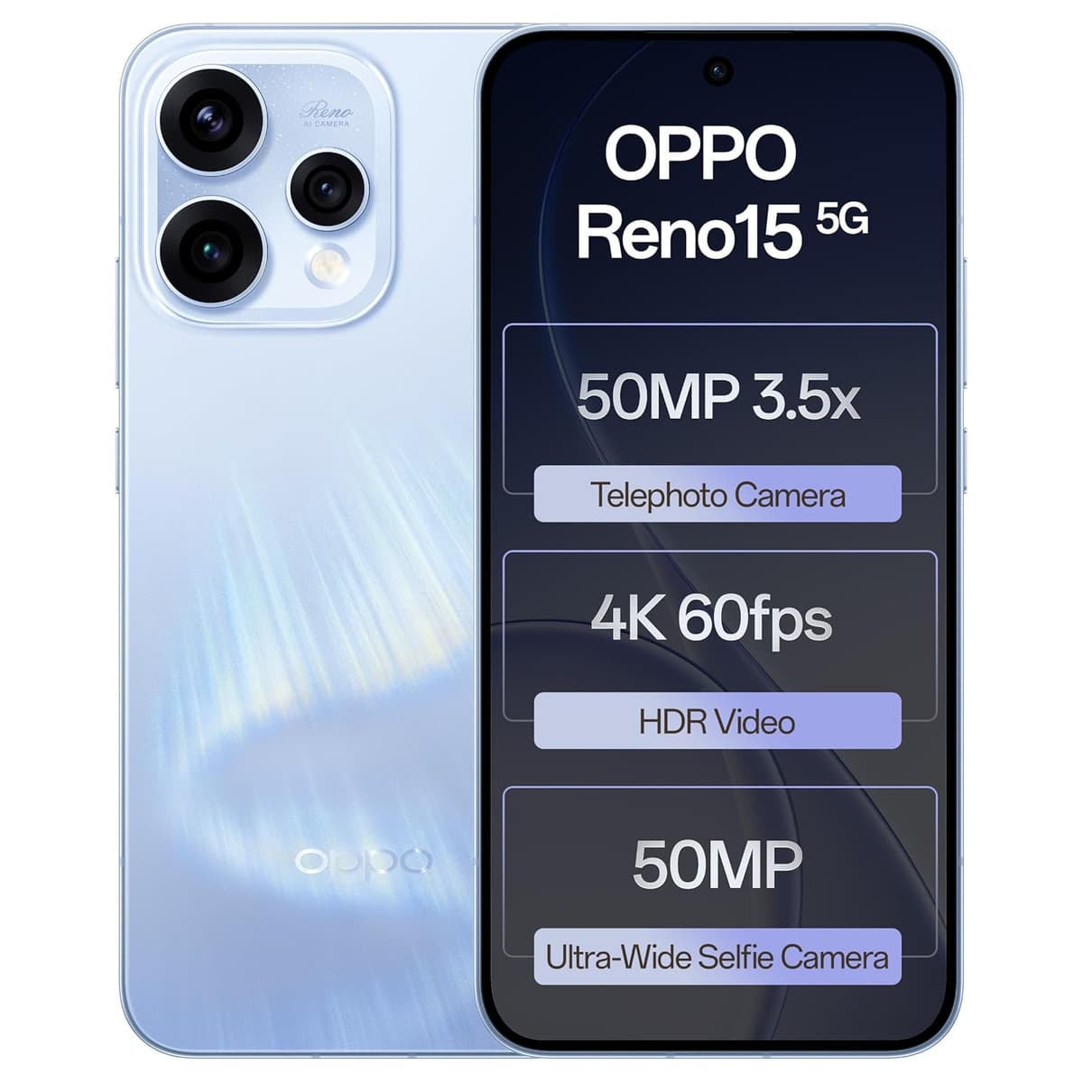 OPPO Reno15 5G Aurora Blue 12GB RAM 256GB Storage