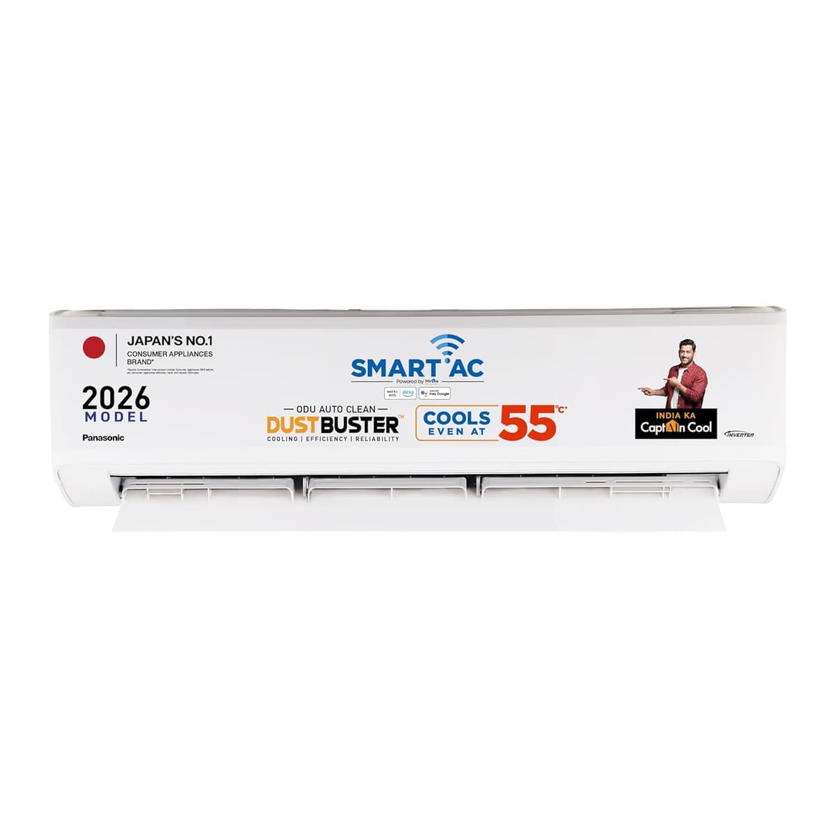 Panasonic 2.0 Ton 3 Star New Star rated Premium WiFi Inverter Smart Split AC (DustBuster Tech,Matter Enabled,AI, Higher Airflow, Copper Cond.,8in1 Convertible,4-Way,PM0.1 Filter,CS/CU-SU24BKY3W,White)
