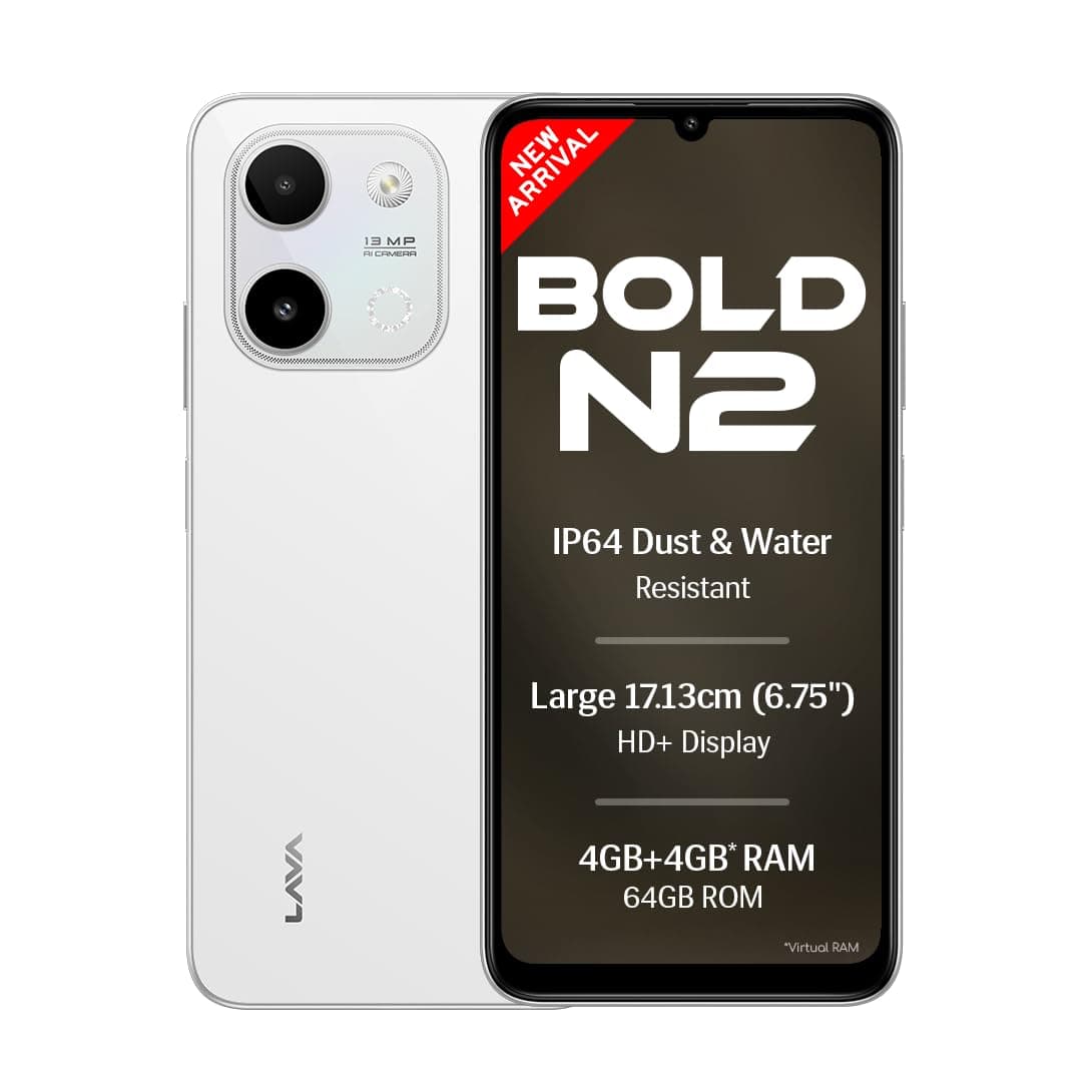 Lava Bold N2 Siachen White 4GB 64GB 13MP AI Dual Rear Camera