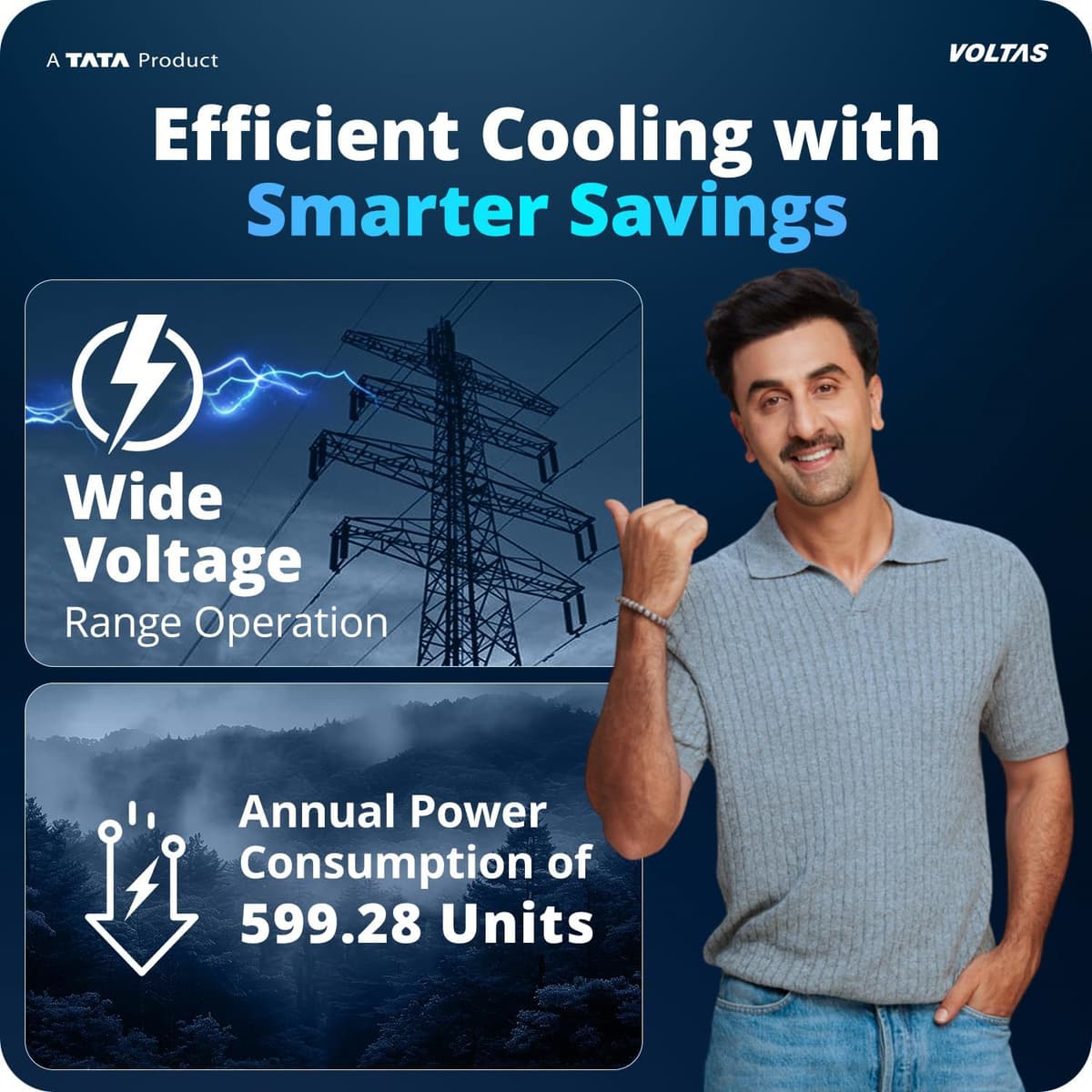 Voltas 1 ton 3 Star Split AC|Auto Clean|Sleep mode (123INV VECTRA EMERALD)